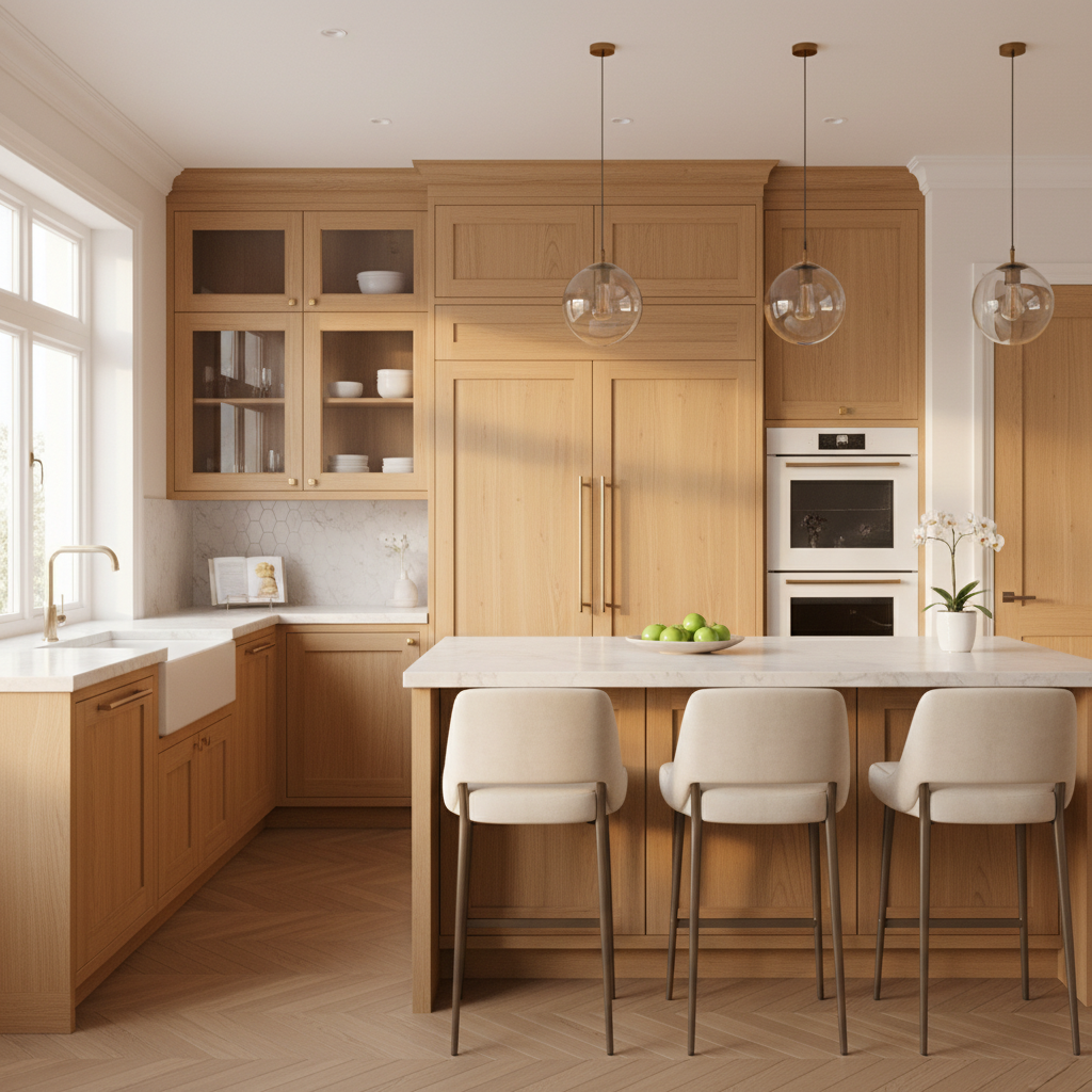 Luxury kitchen with integrated Sub-Zero style refrigerator